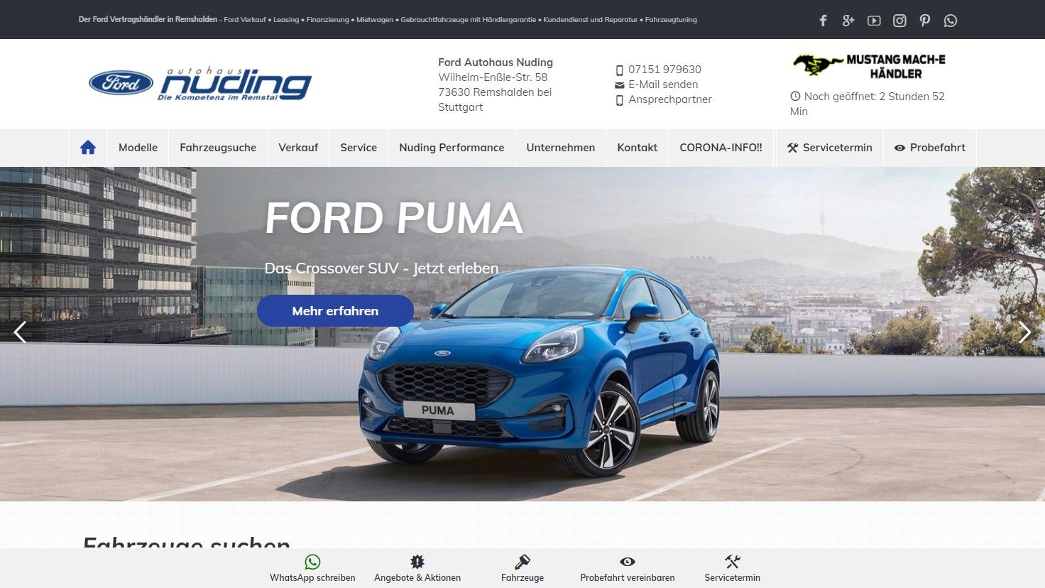 Autohaus Nuding - Symfio - Homepage für Ford Autohaus erstellen