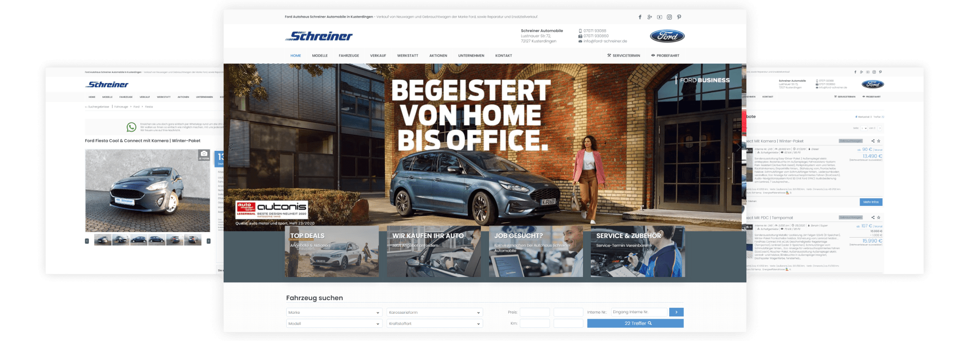 Schreiner Automobile - Symfio Homepage für Ford-Händler erstellen